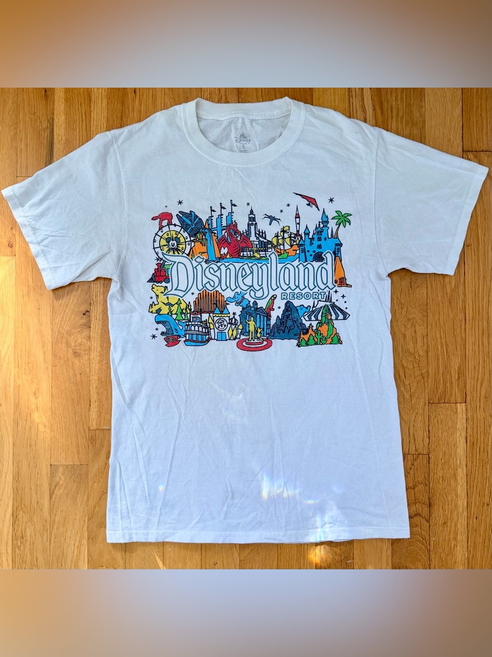 Disney Mickey Mouse Floral Graphic Tee Women 1X Pale Yellow Plus Size
